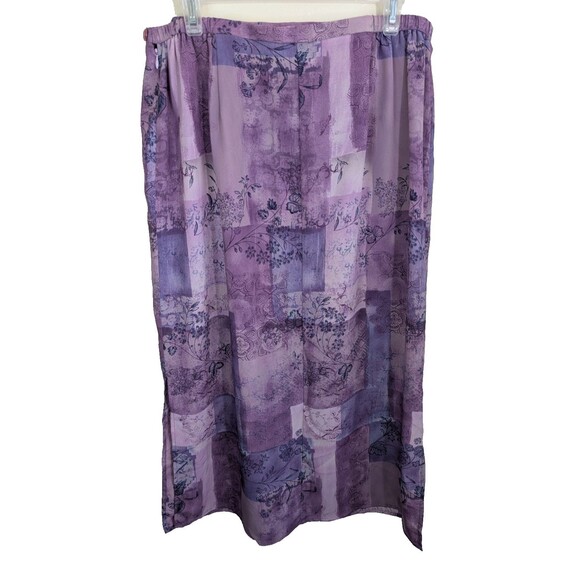 Worthington Woman Maxi Skirt Floral Leaf Side Slits Bohemian Size 16W - Picture 2 of 12